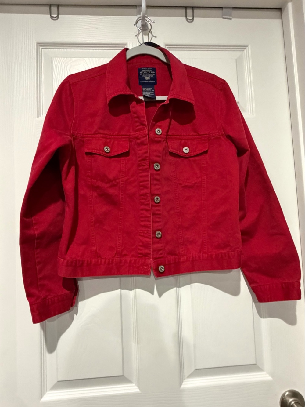 Faded Glory Red Denim Jean Jacket for Women